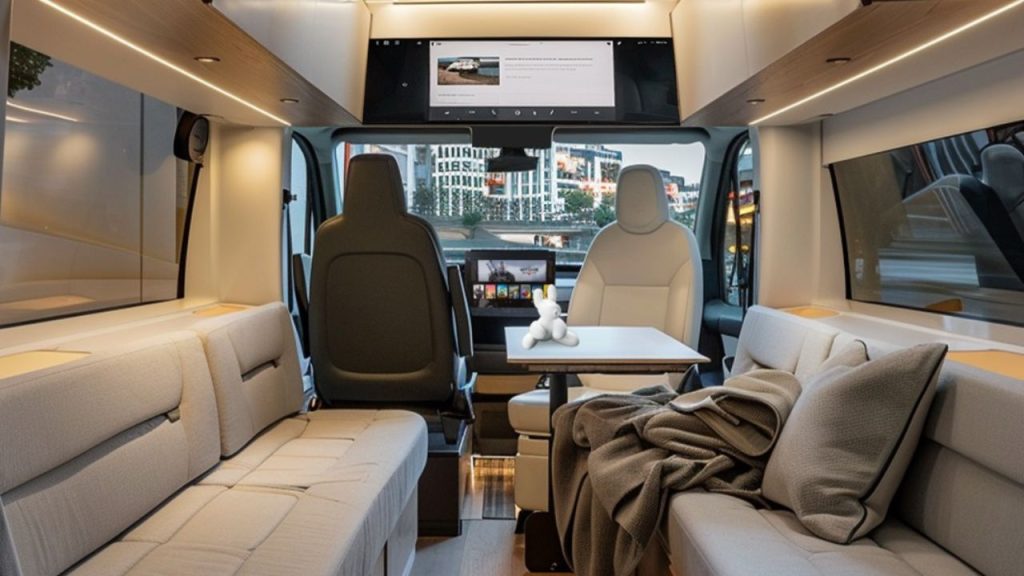 Interior of Tesla motorhome