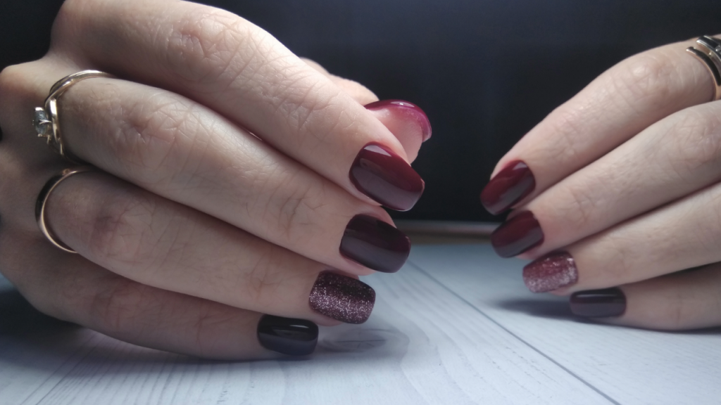 Maroon with Silver Foil Metal Flakes