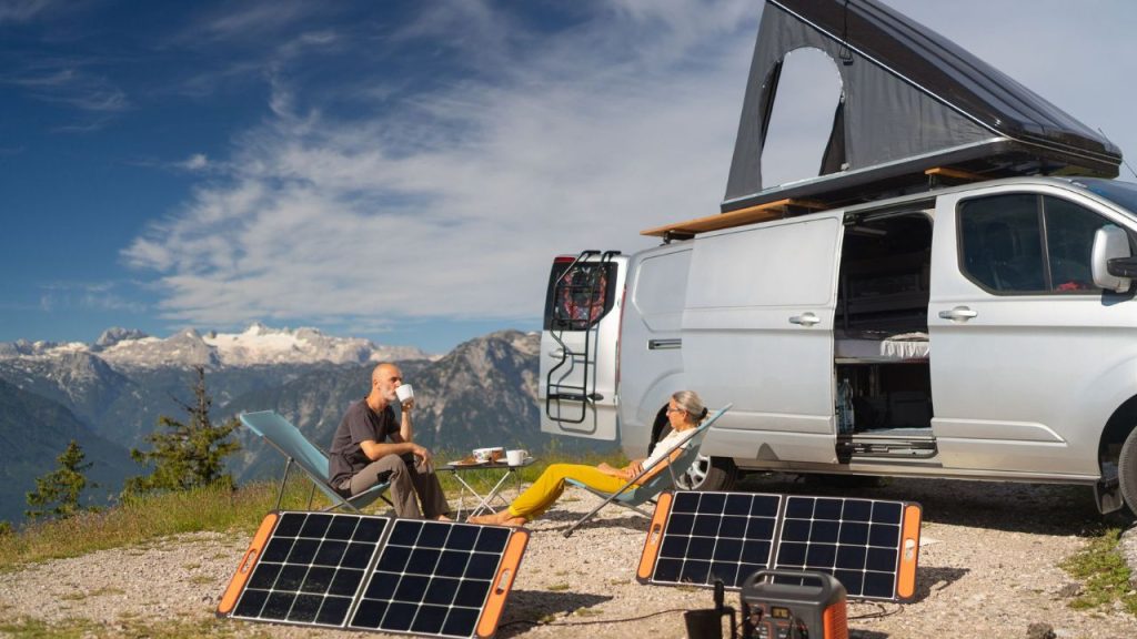 Tesla RV roof with solar panels for off-grid power